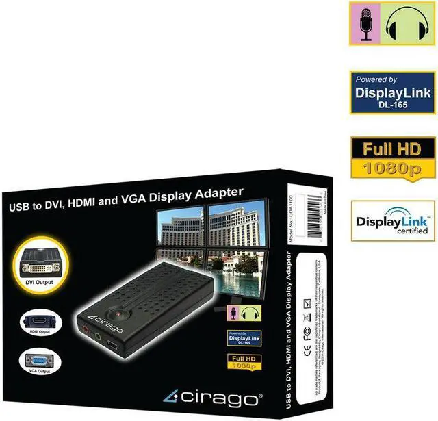 Alt view image 3 of 3 - Cirago USB to DVI/HDMI/VGA Display Adapter DisplayLink Certified Plug and Play
