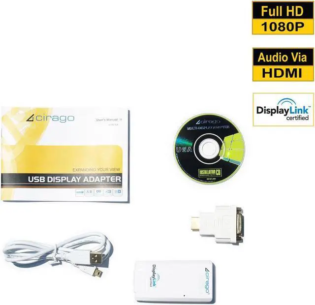 Alt view image 2 of 3 - Cirago USB to HDMI or DVI Display Adapter DisplayLink Certified Plug and Play