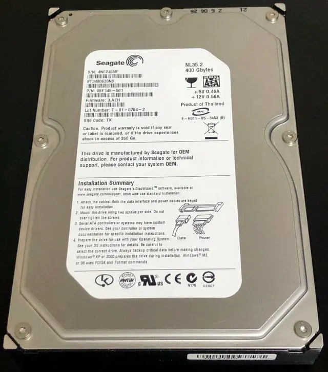 Main image of Seagate NL35.2 400 GB,Internal,7200 RPM,3.5" ST3400633NS Hard Drive