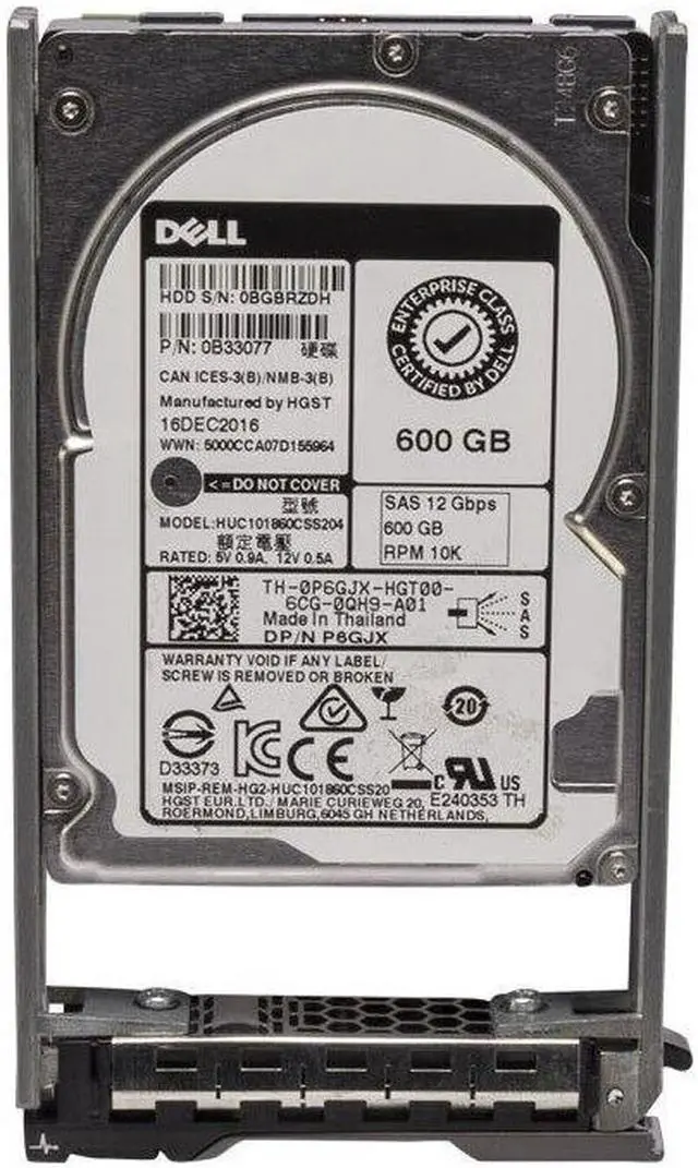 Main image of (NOT FOR HOME PC!) P6GJX DELL 600GB 10K 12Gb/s SAS 2.5" HDD 0P6GJX HUC101860CSS204
