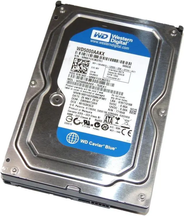 Main image of K4MC0 0K4MC0 WD5000AAKX DELL 500GB 7.2K 6G LFF 3.5" SATA HARD DRIVE