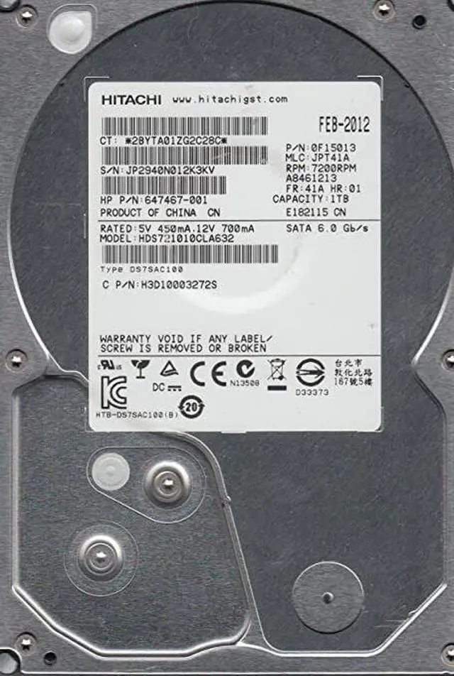 HITACHI 1TB SATA HDD 7200RPM Hitachi 1TB SATA 3.0Gb/s 3.0 7200 RPM
