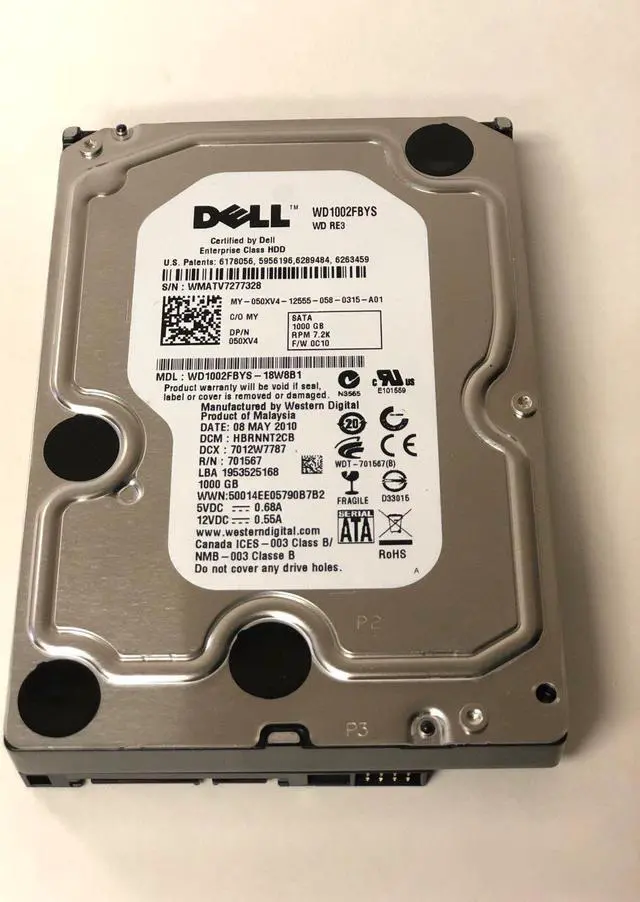 Main image of 50XV4 DELL 050XV4 WD1002FBYS 1TB 3G 7.2K LFF 3.5" SATA HDD HARD DRIVE