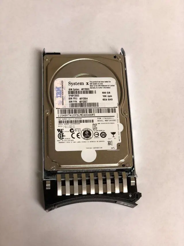 Main image of (NOT FOR HOME PC!) 49Y2007 IBM 600GB SAS 6Gbps 10K RPM 2.5" Hard Drive 49Y2003 W/ TRAY