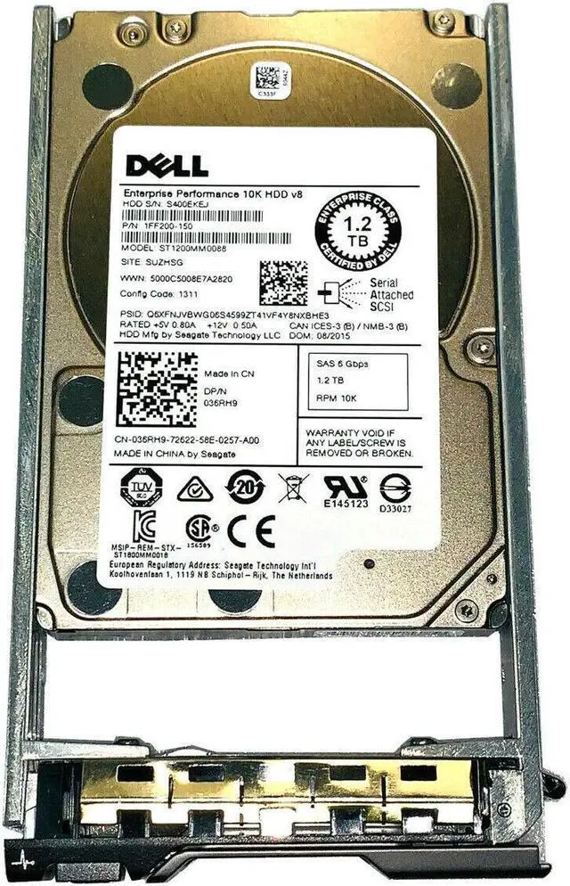 Main image of (NOT FOR HOME PC!) DELL 1.2TB 10K SAS 2.5" 6Gbps Hard Drive HDD 36RH9 036RH9 ST1200MM0088