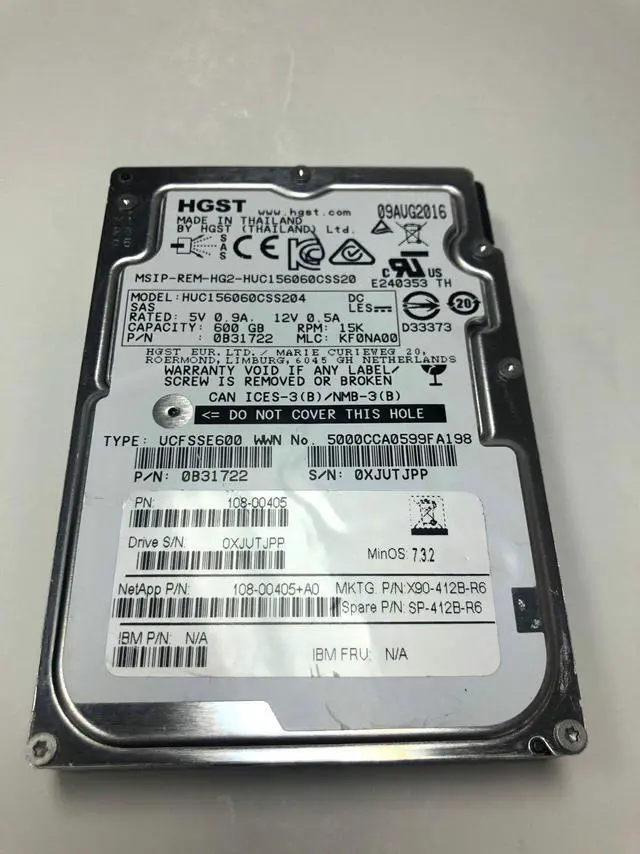 Main image of (NOT FOR HOME PC!) 108-00405+A0 NetApp HGST 600GB 15K SAS 2.5'' Hard Drive 0B31722