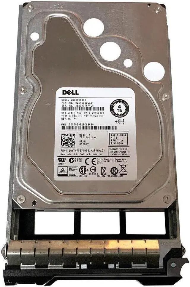 Main image of (NOT FOR HOME PC!) 12GYY MG03SCA400 DELL 4TB 7.2K 6G 3.5" SAS HDD FOR R710 R715 R720 R730 R900 R905