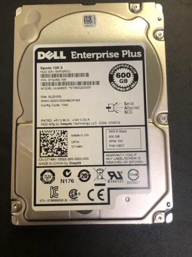 Main image of (NOT FOR HOME PC!) 7149N Dell Enterprise Plus 600GB 10K 6Gbps SAS 2.5'' ST9600205SS W/O Tray