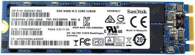 Main image of HP SANDISK 856447-001 128GB SSD X400 M.2 NVME SSD