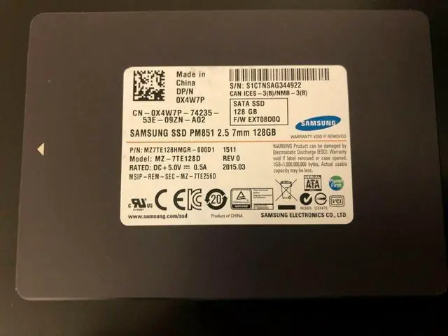 Main image of X4W7P Samsung 128GB SATA III Internal 2.5" SSD MZ7TE128HMGR 0X4W7P