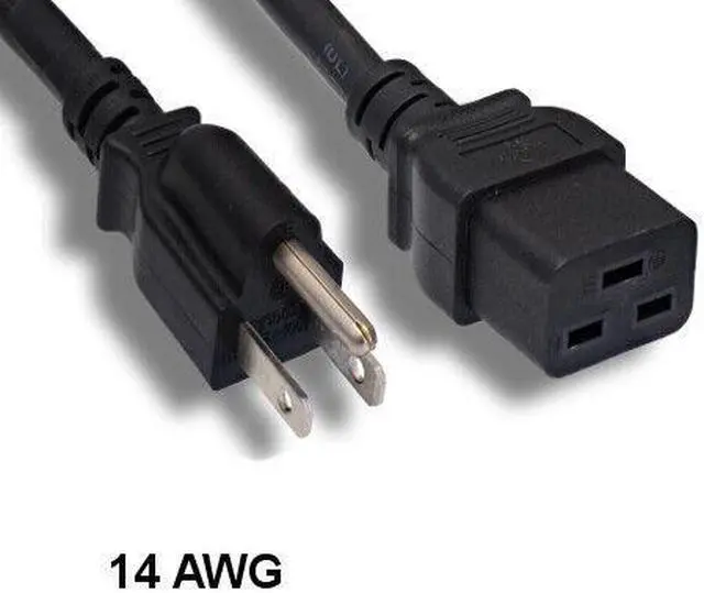 Main image of (NOT FOR HOME PC!) Kentek 15Ft NEMA 5-15P to IEC-60320 C19 Power Cable 14AWG 15A Server PDU UL cUL