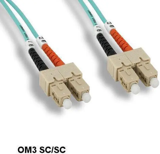 Main image of Kentek 15 Meter OM3 50/125 Aqua Fiber Optic Cable SC/SC Multi-Mode Duplex 10Gb