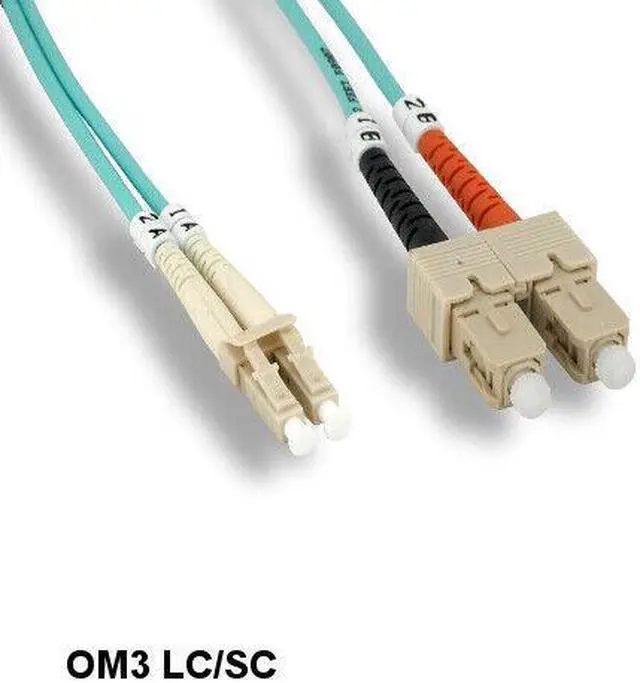 Main image of Kentek 10 Meter OM3 50/125 Aqua Fiber Optic Cable LC/SC Multi-Mode Duplex 10Gb