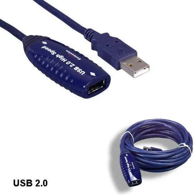 Main image of Kentek 16' USB 2.0 Active Extension Repeater Cord NEC IC Chip UPD720114 Blue