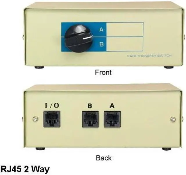 Main image of Kentek RJ45 2 Way Data Transfer Switch Box Network AB Rotary Network CAT5 CAT6