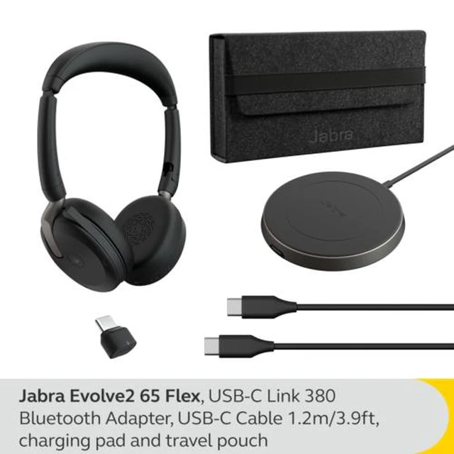 Alt view image 7 of 7 - Jabra Evolve2 65 Flex - USB-C MS Stereo (Wireless Charging) Wireless Headset /