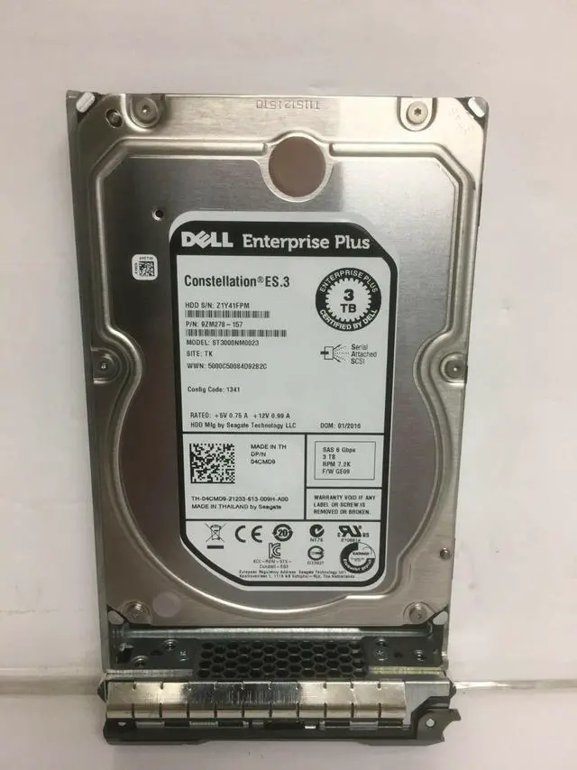Main image of (NOT FOR HOME PC!) 4CMD9 Dell 04CMD9 3TB 6G 7.2K SAS 3.5" Enterprise Plus Hard Drive ST3000NM0023
