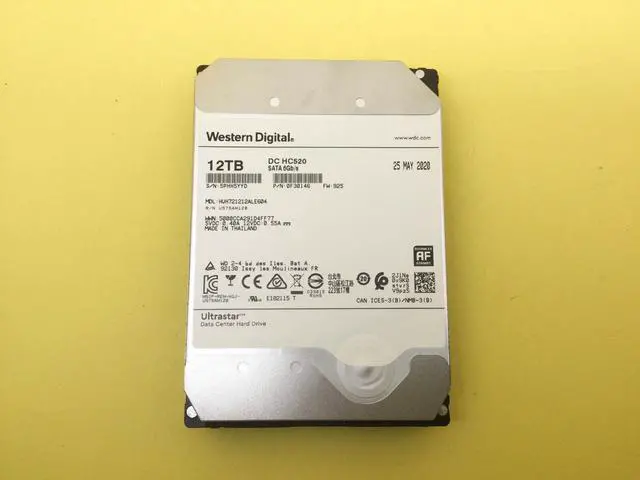 Main image of WD Ultrastar DC HC520 12TB 7.2K RPM SATA 6Gb/s 3.5" HDD HUH721212ALE604 - OEM