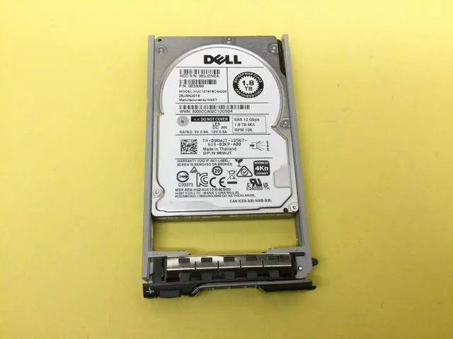 Main image of (NOT FOR HOME PC!) 96WJT Dell 1.8TB 10K 12Gb/s 4Kn SAS 2.5in HDD W/ Tray 096WJT HUC101818CS4204