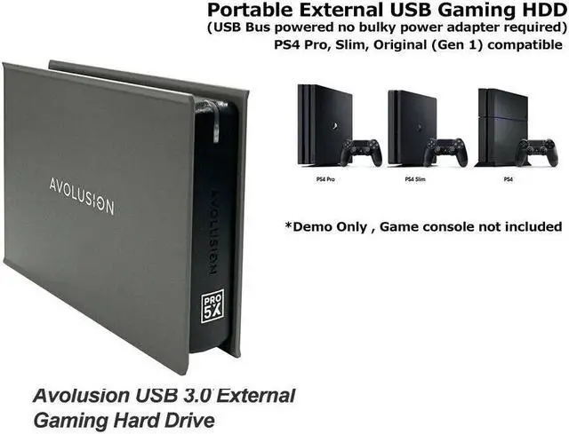 Alt view image 2 of 7 - Avolusion Mini Pro-5X 3TB USB 3.0 Portable External Gaming PS4 Hard Drive (Grey)