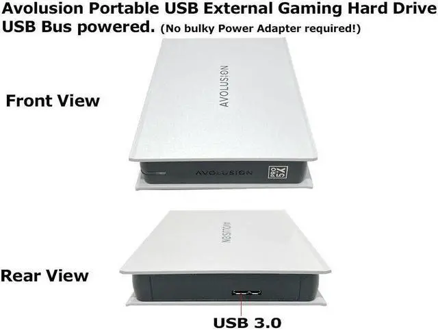 Alt view image 4 of 7 - Avolusion Mini Pro-5X 3TB USB 3.0 Portable External Gaming PS5 Hard Drive White