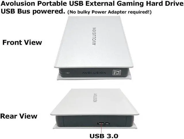 Alt view image 4 of 7 - Avolusion Mini Pro-5X 2TB USB 3.0 Portable External Gaming PS4 Hard Drive White