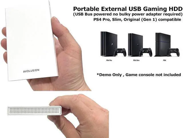 Alt view image 6 of 6 - Avolusion HD250U3-WH 500GB USB 3.0 Portable External Gaming PS4 Hard Drive