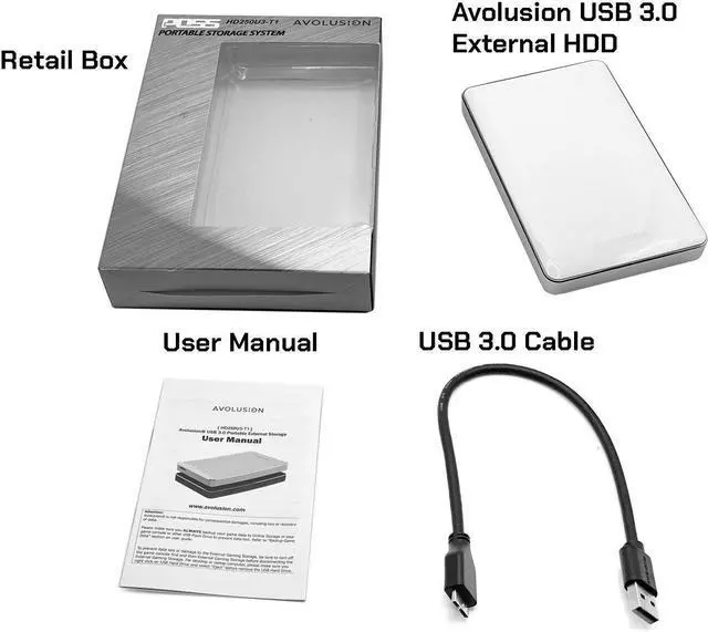Alt view image 7 of 7 - Avolusion T1 Series 1TB USB 3.0 Portable External Gaming PS5 Hard Drive White