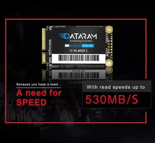 Alt view image 5 of 5 - DATARAM 256GB mSATA 6Gb/s SSD, Internal Solid State Drive Mini Sata