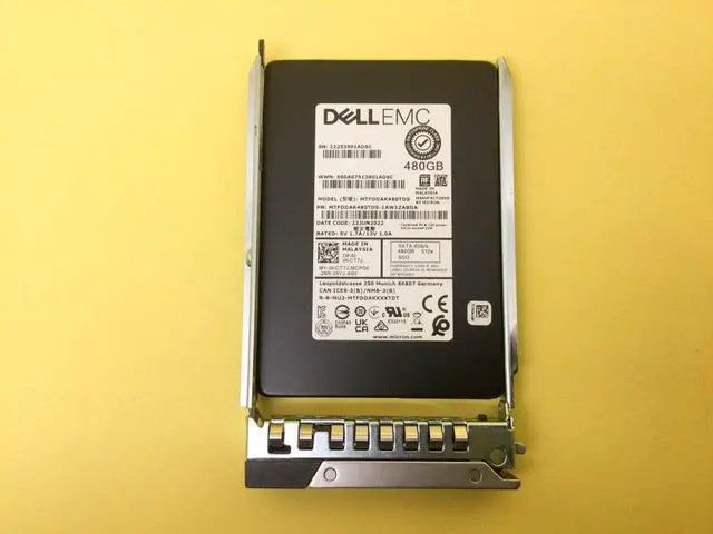Main image of KCT7J Dell 480GB SATA 6Gbps Read Intensive 2.5'' SSD MTFDDAK480TDS w/G14 Tray - OEM