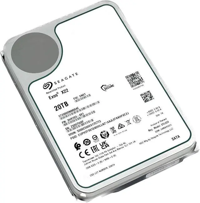 Refurbished: Seagate Exos X22 20TB SATA 6Gb/s 7200RPM 3.5