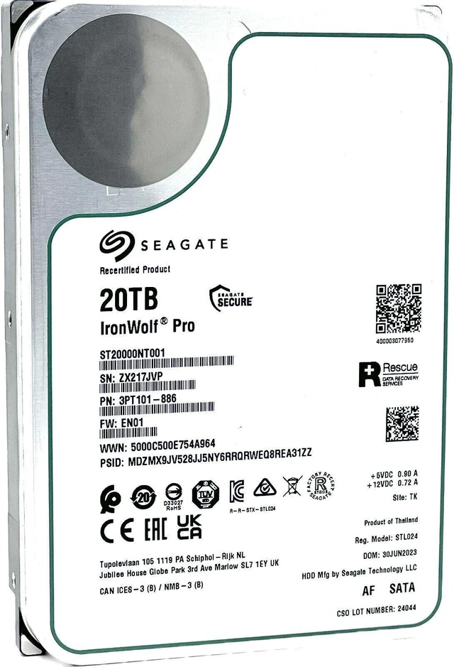 Alt view image 2 of 7 - Seagate Ironwolf Pro 20TB SATA 7200RPM 3.5" NAS HDD - ST20000NT001
