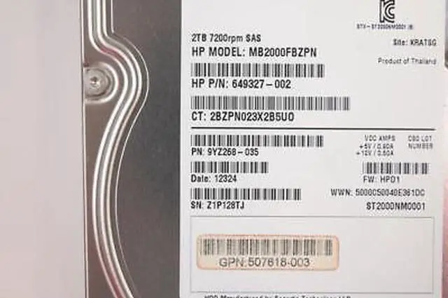 Alt view image 5 of 6 - (NOT FOR HOME PC!) New HP MB2000FBZPN 2TB 3.5" 7.2K RPM 6Gbs SAS Hard Drive 649327-002 9YZ268-035