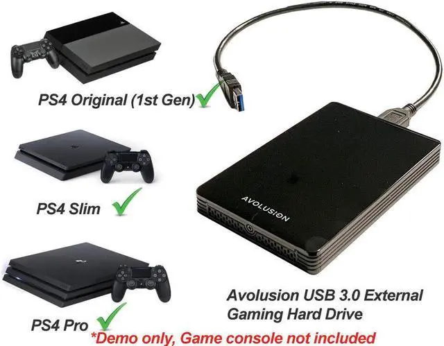 Alt view image 7 of 7 - Avolusion HD250U3-Z1-PRO 1TB USB 3.0 Portable External Gaming PS4 Hard Drive