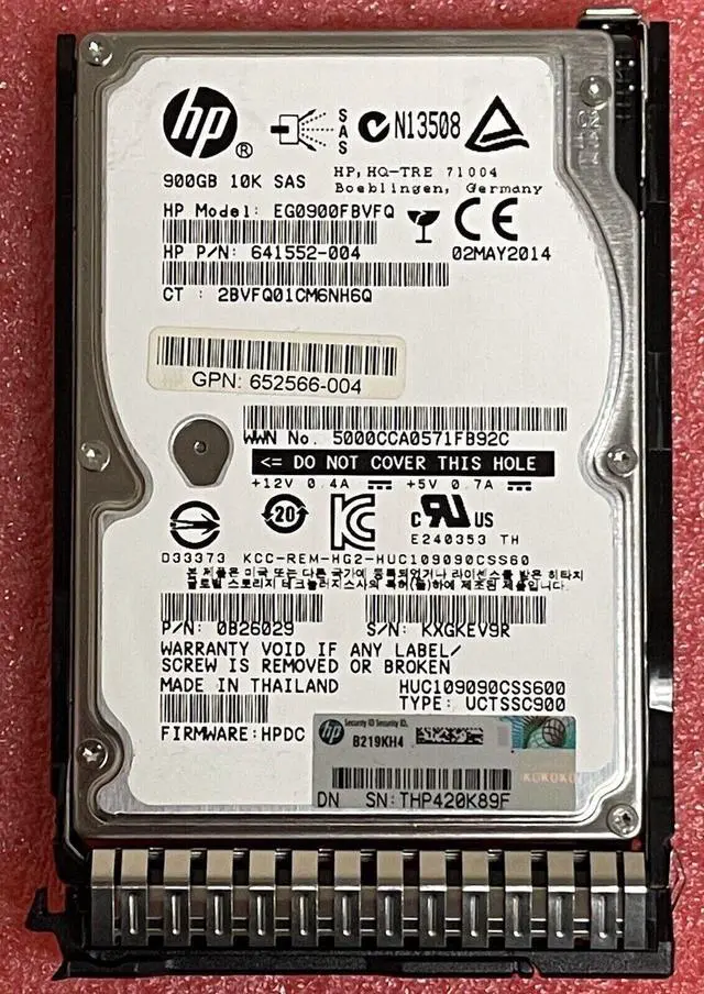 Main image of (NOT FOR HOME PC!) HP 900GB 10K 6G SFF SAS SC HDD HARD DRIVE 641552-004 652566-004 EH900FBVFQ