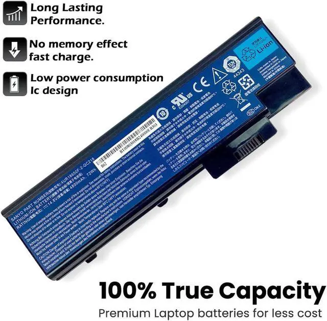 Alt view image 3 of 7 - Acer Aspire 7000 7110 9300 9420 8-Cell Li-Ion 4800mAh 11.1V Battery BT.00803.018