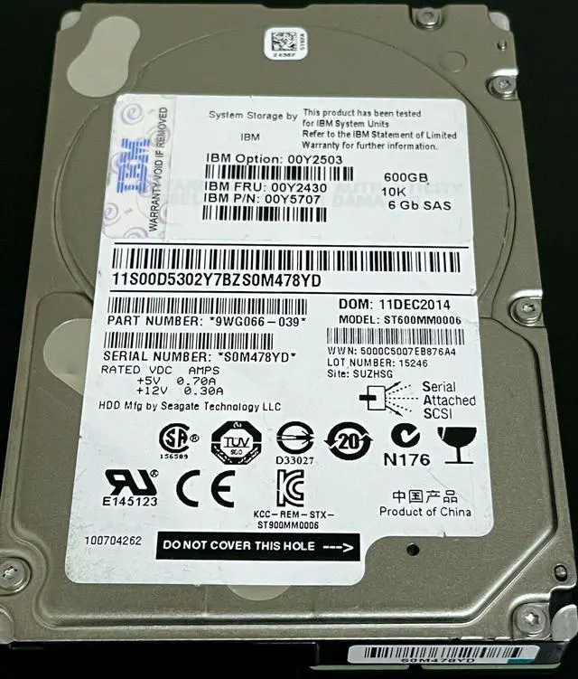 Alt view image 2 of 2 - (NOT FOR HOME PC!) IBM 2072-ACLK Storwize 600GB 10K RPM 6Gb 2.5" SAS HDD 00Y2503 00Y2430 W/ TRAY