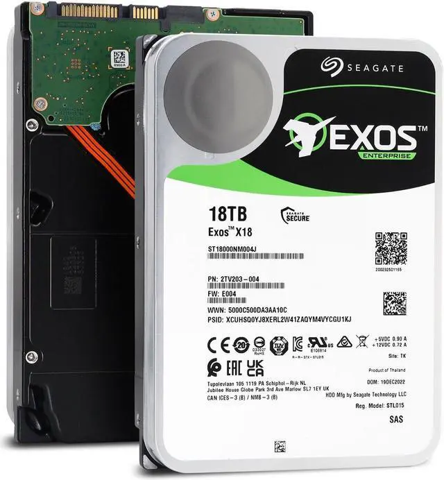 Main image of (NOT FOR HOME PC!) Seagate Exos X18 18TB SAS 12Gb/s 7200RPM 3.5" Server HDD (ST18000NM004J) - OEM