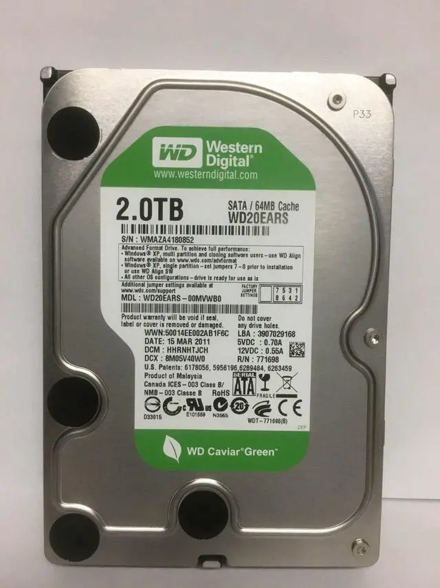 Wd20ears 2tb Wd Caviar Green 2tb Refurbished: Western Digital