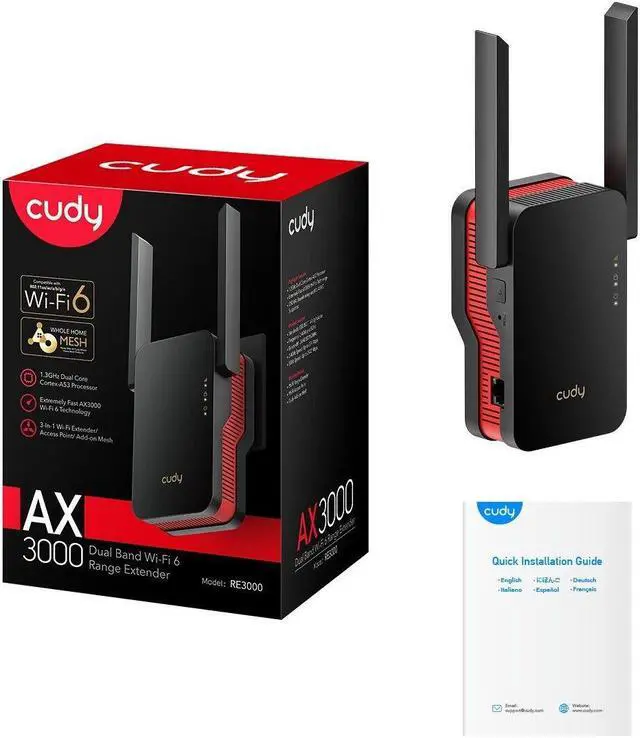 Alt view image 5 of 7 - Cudy AX3000 Wireless Dual-Band Wi-Fi 6 Range Extender/Repeater/Booster | RE3000