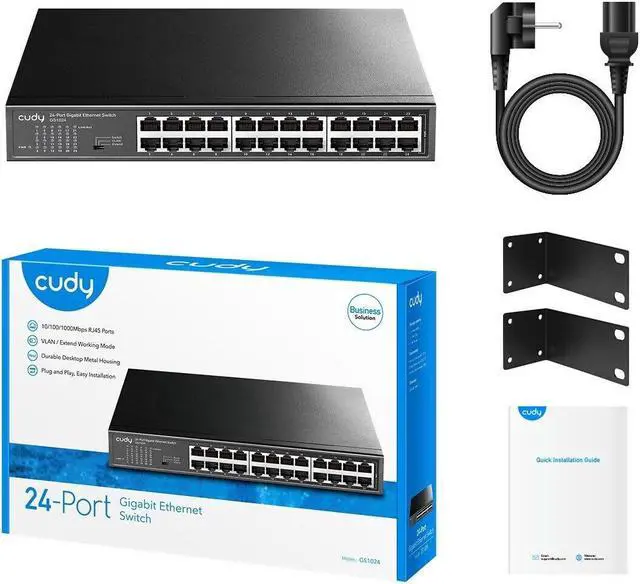 Alt view image 5 of 5 - Cudy 24-Port 10/100/1000Mbps Gigabit Ethernet Desktop/Rack-Mount Switch | GS1024