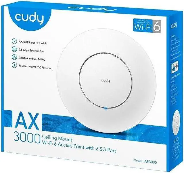 Alt view image 5 of 7 - Cudy AX3000 2.5G Wireless Dual Band Ceiling Mount WiFi 6 Access Point | AP3000_P