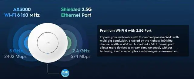 Alt view image 7 of 7 - Cudy AX3000 2.5G Wireless Dual Band Ceiling Mount WiFi 6 Access Point | AP3000_P