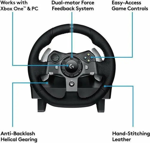Alt view image 5 of 7 - Logitech G920 Xbox Driving Force Racing Wheel for Xbox One and PC (941-000121)
