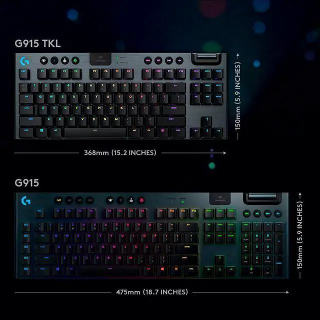 Alt view image 7 of 7 - Logitech G915 LIGHTSPEED TKL Wireless Mechanical Clicky Switch Gaming Keyboard