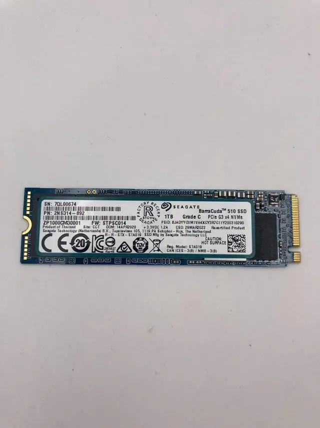 Main image of Seagate Barracuda 510 1TB M2.S PCIE Solid State Drive SSD, ZP1000CM30001-RC