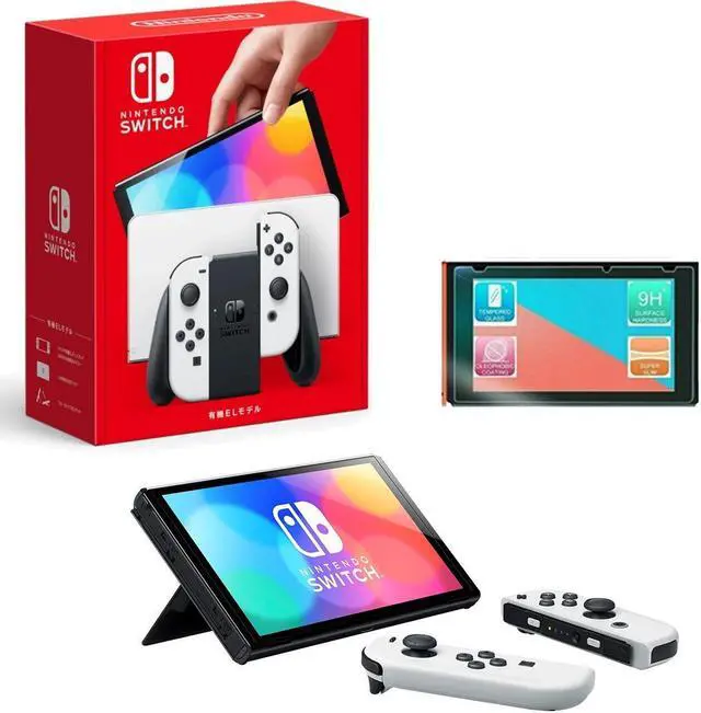 Nintendo Switch OLED 64GB White with Screen Protector