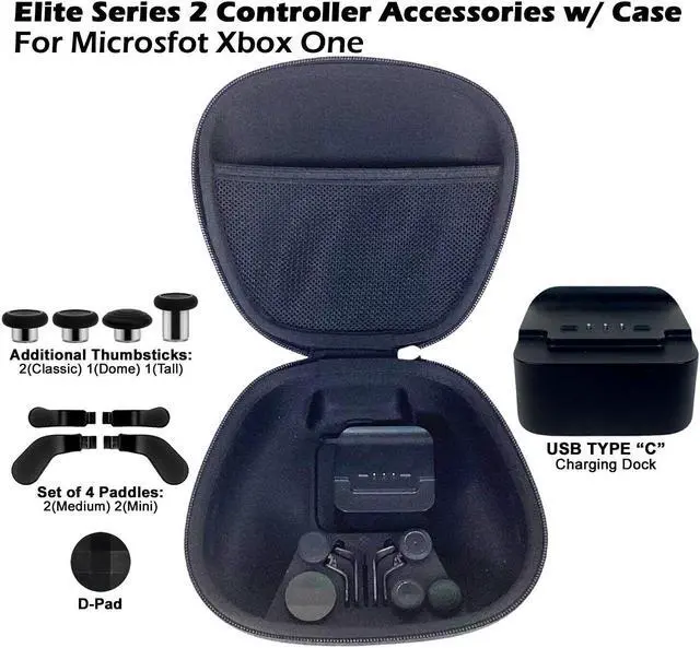 Alt view image 2 of 7 - Xbox Elite Series 2 Controller Carrying Case w/ Charging Stand and Accessories