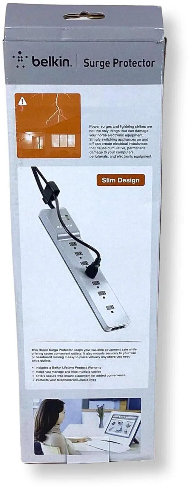 Alt view image 5 of 7 - HP AG290AA Belkin 7-Outlet Surge Protector Power Strip BE107200-06