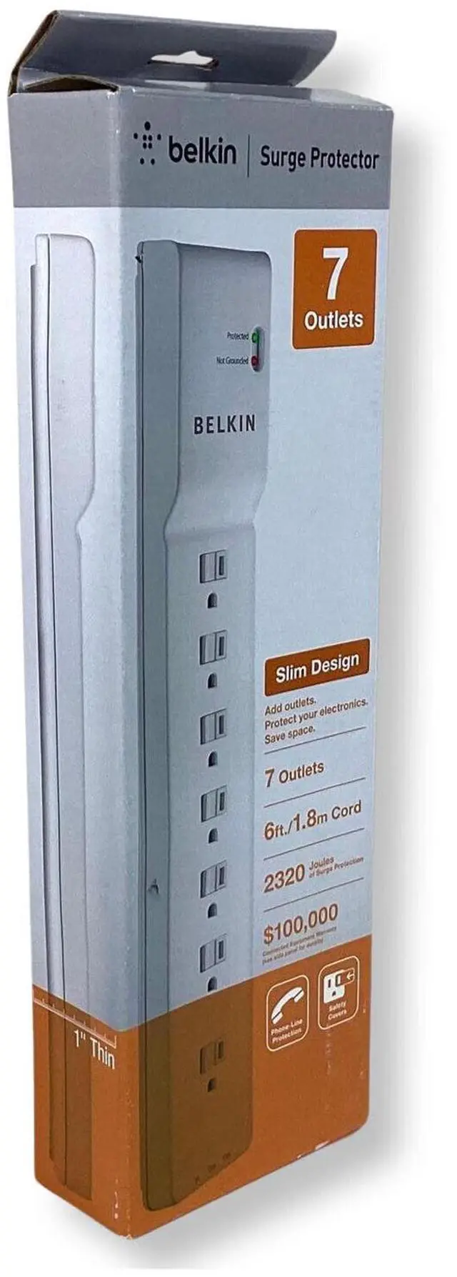 Alt view image 4 of 7 - HP AG290AA Belkin 7-Outlet Surge Protector Power Strip BE107200-06